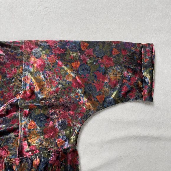 Natural Life Stella Velvet Babydoll Mini Dress Womens Sz L Floral V-Neck Boho - Picture 11 of 14